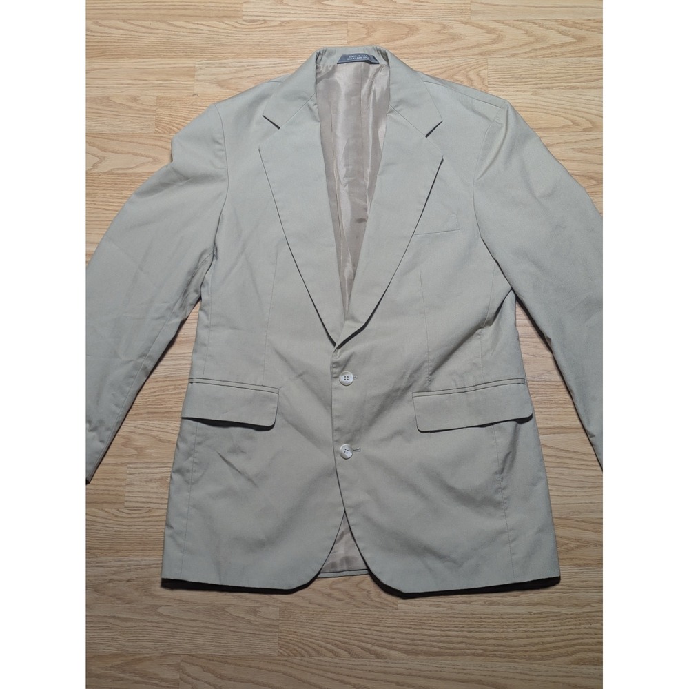 Haggar Mens Vintage Two Button Sport Coat Blazer Tan Size 40R